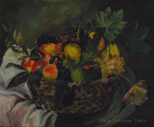 Nature morte inspiration Caravage - Huile sur toile - Marie-Catherine Testa